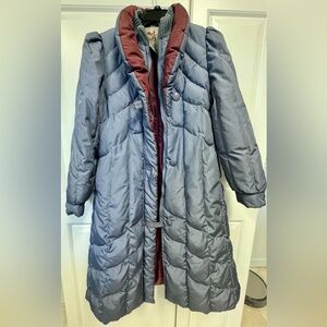 VTG WOMENS THE WATERS EDGE DUCK DOWN PUFFER COAT LONG GRAYISH Lg PETIT GUC
